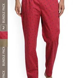 FTX Men Pack Of 2 Printed Pure Cotton Lounge Pants-image-33