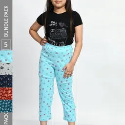 BAESD Girls Set Of 5 Printed Cotton Lounge Pants-image-92