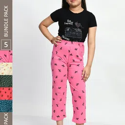 BAESD Girls Pack Of 5 Printed Pure Cotton Lounge Pants-picture-15