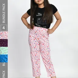 BAESD Girls Mid-Rise Pack of 4 Cotton Lounge Pants-image-89