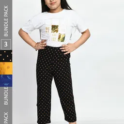 BAESD Girls Pack Of 3 Printed Pure Cotton Lounge Pants-picture-11
