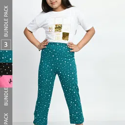 BAESD Girls Pack Of 3 Printed Pure Cotton Lounge Pants-picture-34