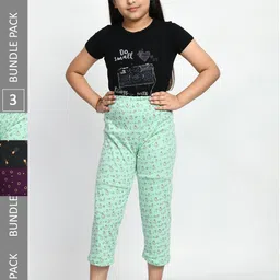 BAESD Girls Pack Of 3 Pure Cotton Printed Lounge Pants-picture-17