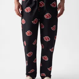 The Souled Store Men Black Naruto: Akatsuki Printed Pure Cotton Lounge Pants-image-34
