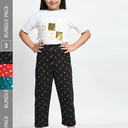 BAESD Girls Pack Of 3 Pure Cotton Printed Lounge Pants-picture-18