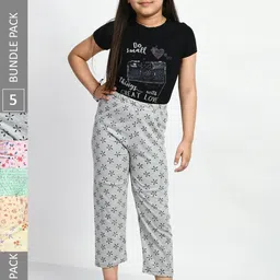 BAESD Girls Pack Of 5 Printed Pure Cotton Lounge Pants-picture-53