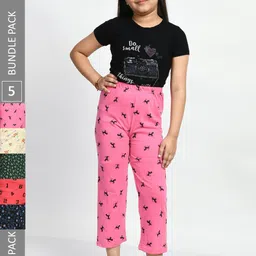 BAESD Girls Pack Of 5 Printed Pure Cotton Lounge Pants-image-70