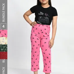 BAESD Girls Pack Of 4 Printed Pure Cotton Lounge Pants-picture-27