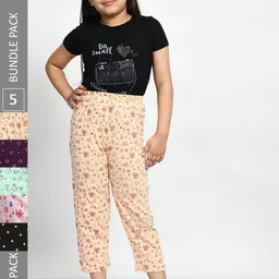 BAESD Girls Pack Of 5 Printed Pure Cotton Lounge Pants-picture-39