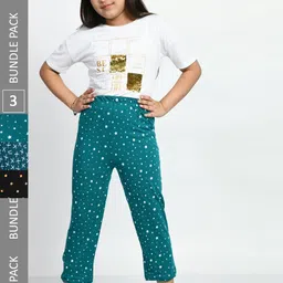 BAESD Girls Pack Of 3 Printed Pure Cotton Lounge Pants-picture-41