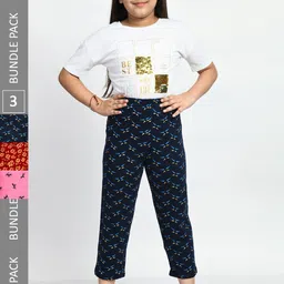 BAESD Girls Pack Of 3 Printed Cotton Lounge Pants-picture-55