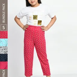 BAESD Girls Pack Of 5 Printed Pure Cotton Lounge Pants-image-1
