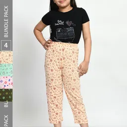 BAESD Girls Pack Of 4 Printed Pure Cotton Lounge Pants-picture-40