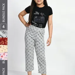 BAESD Girls Pack Of 4 Printed Pure Cotton Lounge Pants-picture-21
