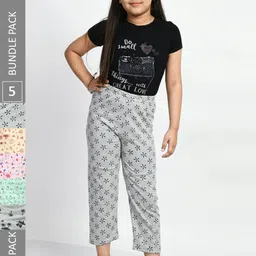 BAESD Girls Pack Of 5 Printed Pure Cotton Lounge Pants-picture-12