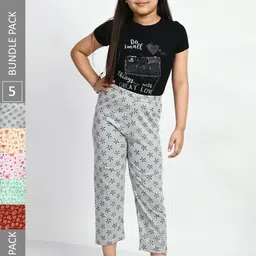 BAESD Girls Pack Of 5 Printed Pure Cotton Lounge Pants-picture-12