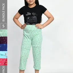 BAESD Girls Pack Of 3 Printed Pure Cotton Lounge Pants-picture-14