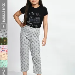 BAESD Girls Pack Of 5 Printed Pure Cotton Lounge Pants-picture-38