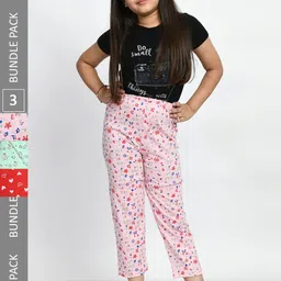BAESD Girls Pack Of 3 Pure Cotton Lounge Pants-image-29