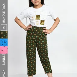 BAESD Girls Pack Of 3 Printed Pure Cotton Lounge Pants-picture-35