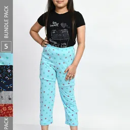 BAESD Girls Pack Of 5 Printed Pure Cotton Lounge Pants-picture-43