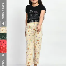 BAESD Girls Pack Of 4 Printed Pure Cotton Lounge Pants-picture-20