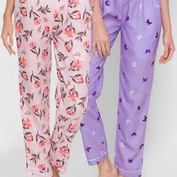 FashionRack Pack of 2 Women Pink & Purple Printed Lounge Pants-picture-21