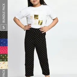 BAESD Girls Pack Of 5 Printed Pure Cotton Lounge Pants-picture-43