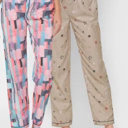 FashionRack Women Set of 2 Printed Cotton Lounge Pants-picture-19
