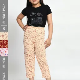 BAESD Girls Pack Of 3 Conversational Printed Pure Cotton Lounge Pants-picture-35