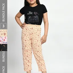BAESD Girls Pack Of 3 Printed Pure Cotton Lounge Pants-picture-21