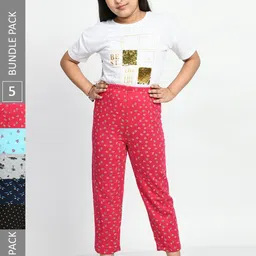 BAESD Girls Pack Of 5 Printed Pure Cotton Lounge Pants-picture-47