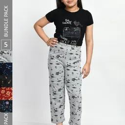 BAESD Girls Pack Of 5 Printed Pure Cotton Lounge Pants-picture-27