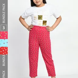 BAESD Girls Pack Of 3 Printed Cropped Cotton Lounge Pants-picture-37