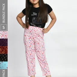 BAESD Girls Pack Of 5 Printed Pure Cotton Lounge Pants-picture-42
