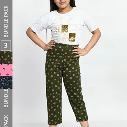 BAESD Girls Pack Of 3 Pure Cotton Printed Lounge Pants-picture-24