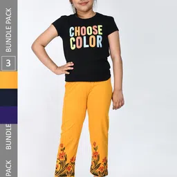 IndiWeaves Girls Pack Of 3 Printed Mid-Rise Cotton Capris-picture-29