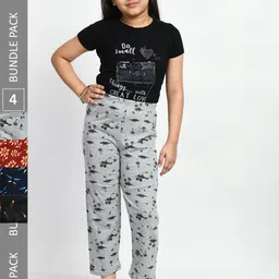 BAESD Girls Pack Of 4 Printed Pure Cotton Lounge Pants-picture-49