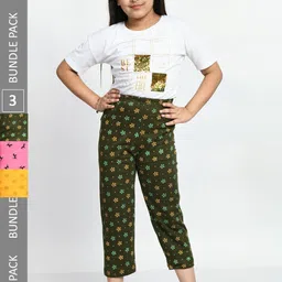 BAESD Girls Pack Of 3 Conversational Printed Pure Cotton Lounge Pants-picture-40