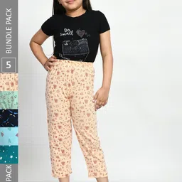 BAESD Girls Pack Of 5 Printed Pure Cotton Lounge Pants-picture-56