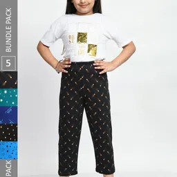 BAESD Girls Pack Of 5 Printed Pure Cotton Lounge Pants-image-89