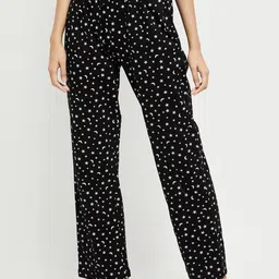 max Women Black Printed Pure Cotton Lounge Pant-image-27