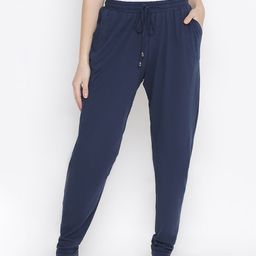 Oxolloxo Women Navy Blue Solid Lounge Pants-picture-46