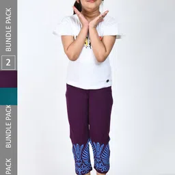 IndiWeaves Girls Pack Of 2 Printed High-Rise Cotton Capris-picture-41