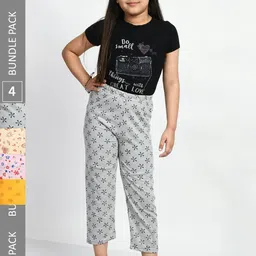 BAESD Girls Pack Of 4 Printed Pure Cotton Lounge Pants-picture-28
