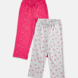 Pantaloons Junior Girls Pink & Grey Pack of 2 Printed Lounge Pants-picture-30