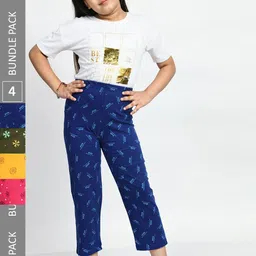 BAESD Girls Pack Of 4 Printed Pure Cotton Lounge Pants-picture-28