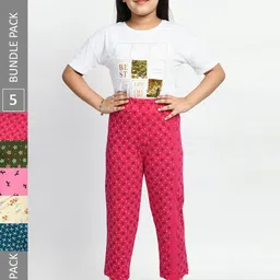 BAESD Girls Pack Of 5 Printed Cotton Lounge Pants-picture-18