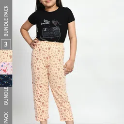 BAESD Girls Pack Of 3 Printed Pure Cotton Lounge Pants image 1