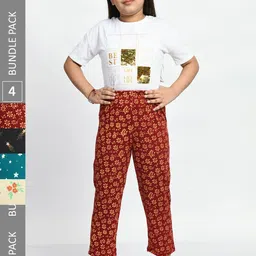 BAESD Girls Pack of 4 Pure Cotton Lounge Pants image 1